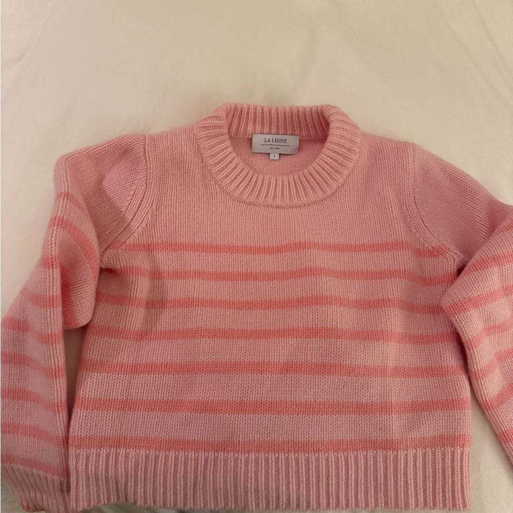 La Ligne Pink Striped Crew Neck Sweater